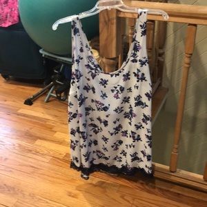 White tank with purple flowers